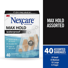 3M Max Hold Nexcare Waterproof Bandages: Assorted 40 Count (Clear)
