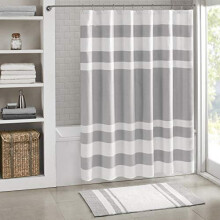 Madison Park Spa Waffle Shower Curtain Pieced Solid Microfiber Fabric with 3M Scotchgard Water Repellent Treatment Modern Home Bathroom Decorations, S