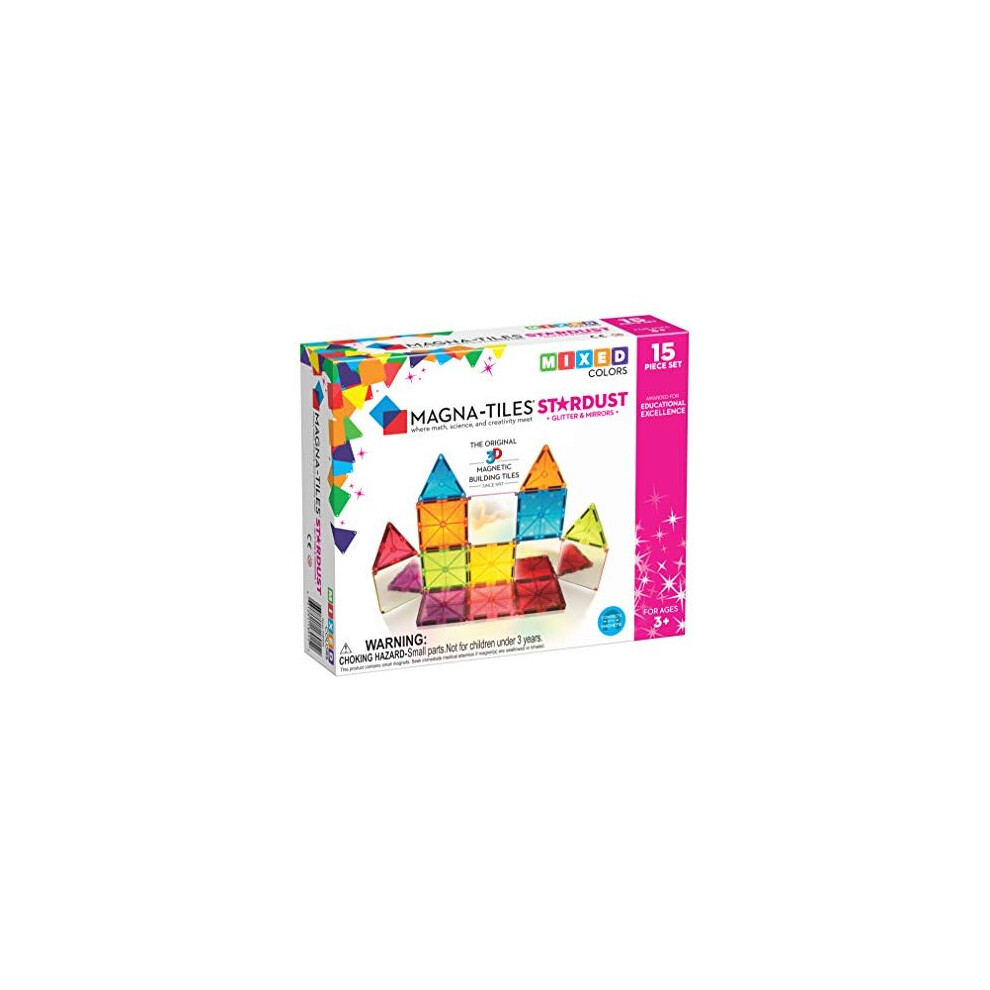 Magna Tiles Stardust Set, The Original Magnetic Building Tiles for Creative Open-Ended Play, Educational Toys for Children Ages 3 Years + (15 Pieces I