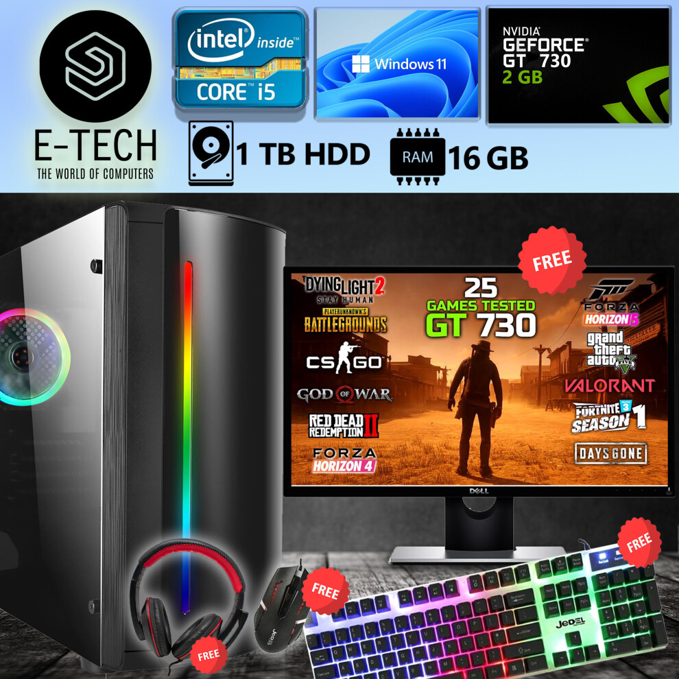 Gaming Pc Computer Bundle Intel Quad Core I5 16Gb 1Tb 2Gb Gt 730 Win11 5060936451920