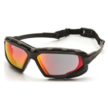 Lunettes de sécurité Pyramex Highlander XP, Monture Noir-Gris/Lentille Miroir Rouge Anti-Buée