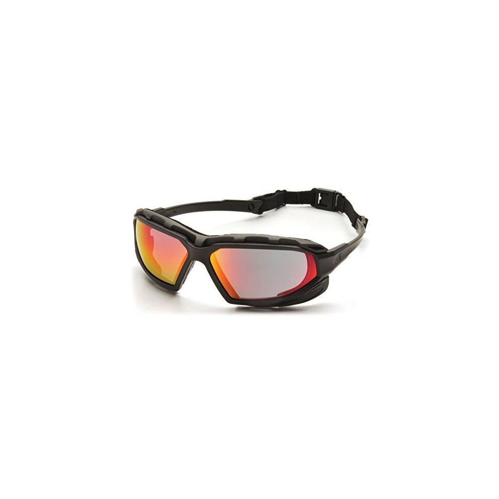 Pyramex Safety Highlander Xp Eyewear, Black-Gray Frame/Sky Red Mirror Anti-Fog Lens 814992003617