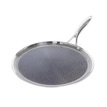 HexClad 12 Inch Hybrid Stainless Steel Griddle Non Stick Fry Pan with Stay-Cool Handle - PFOA Free, Dishwasher and Oven Safe, Works with Induction, Ce