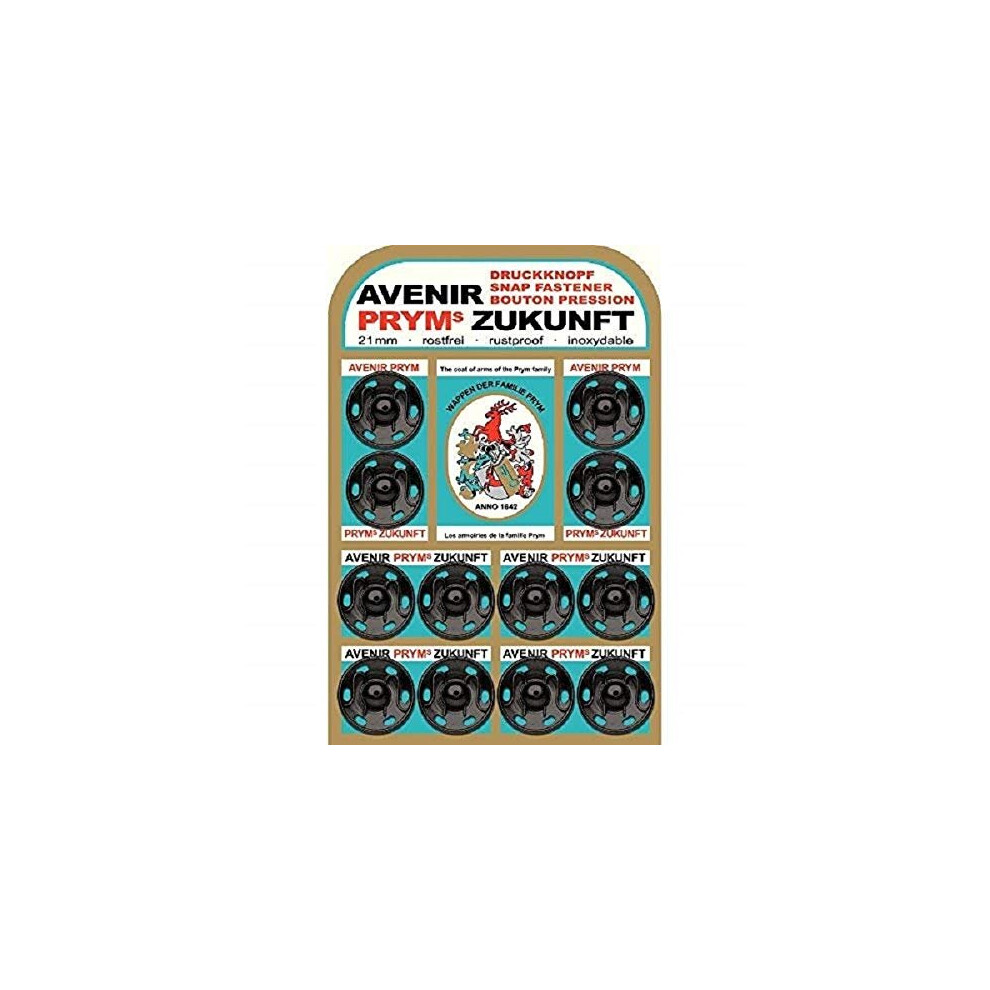 Prym Sew-On Snap Fasteners Zukunft Brass Black 21 mm