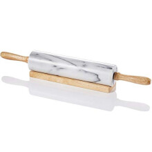 MEMARBLE RALLING PIN-WOODEN PRIBLES (BLANC) (qualite de qualite superieure) Surface polie 18 pouces (10 """" Barrel) Authentique Stone Non-cadro Ef