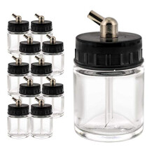 Master Airbrush (10er Pack) TB-003 Leere 3/4 Unzen (22cc) Glasflaschen mit 60 Winkeladapter
