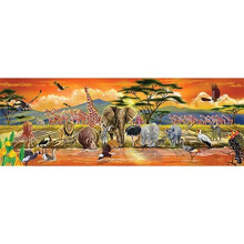 Melissa e Doug African Plains Safari Jumbo Jigsaw Floor Puzzle (100 PCs com mais de 4 p s de comprimento)