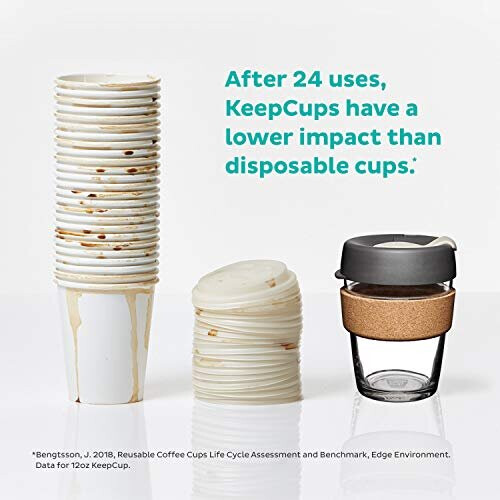 KeepCup KeepCup, Reusable Glass Cup Brew Cork, Medium 12oz | 340ml, Press 2