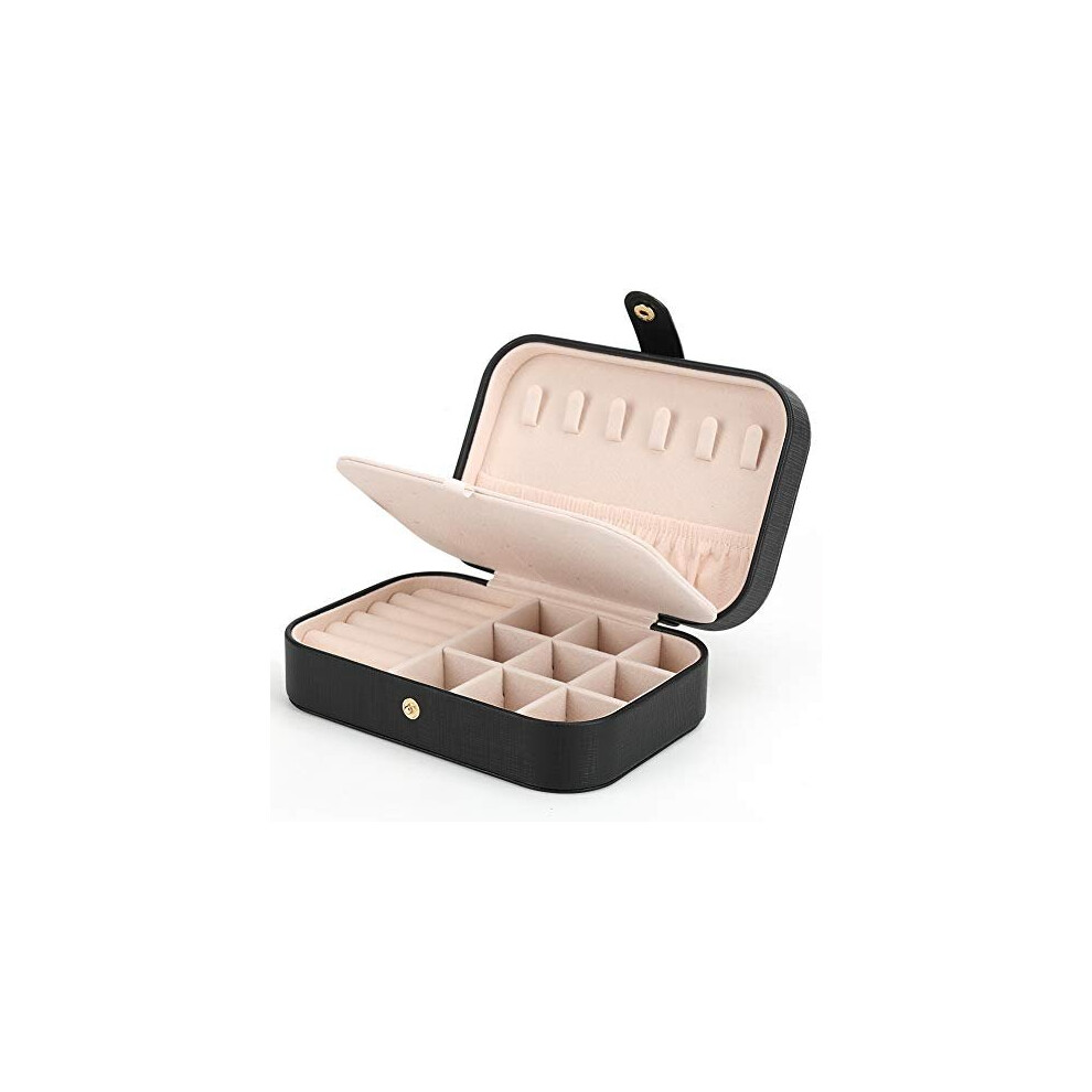 Feiscon Small Jewelry Box Collier Anneau Organisateur de stockage Mini Bijoux Bijoux Double couche Organisateur de bijoux de voyage pour les femm