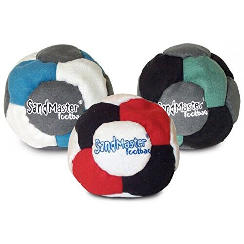 SandMaster Wereld Footbag Hacky Sack Footbag, 3-Pack, Multicolor