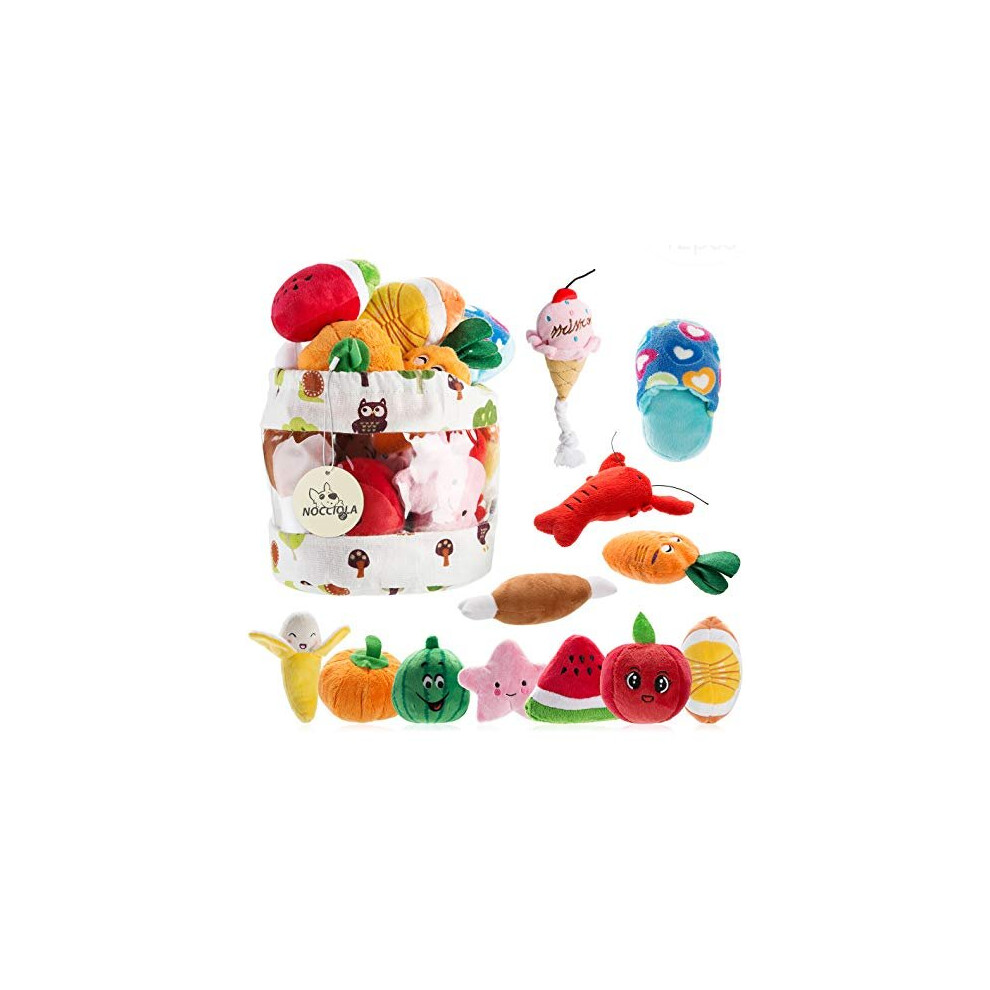 Nocciola 12 Pack Dog Squeaky Toys Cute Plush Toys for Small Medium Dog|Pet Toys|Squeaky Toys|Plush Games| Carry Bag