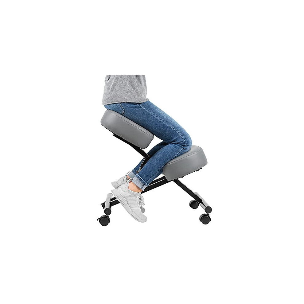 DRAgONN by VIVO Ergonomic Kneeling chair, Adjustable Stool for Home and Office - Improve Your Posture with an Angled Seat - Thick comfortable cushions