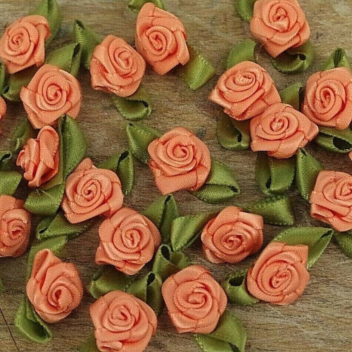 450-Piece Satin Rose Buds Kit With Leaves - DIY Fabric Flowers For Wedding Hair Accessories