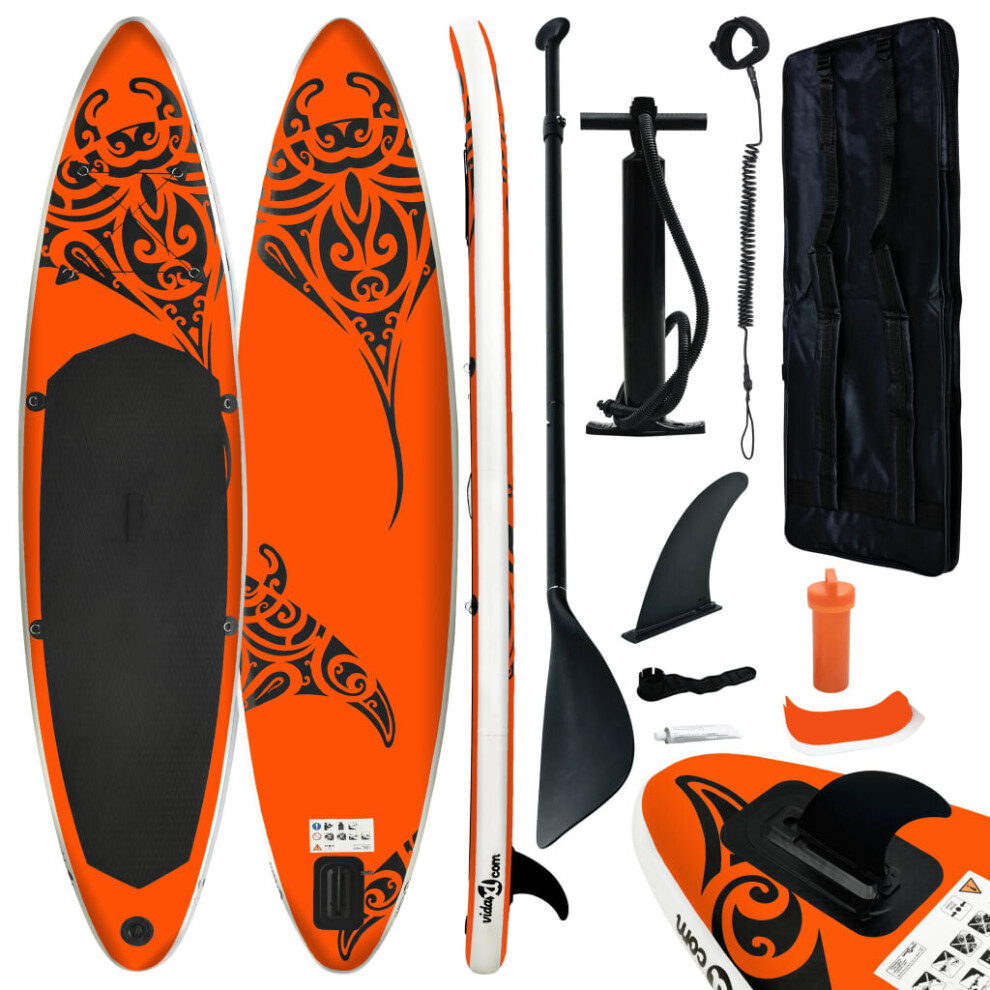 vidaXL Inflatable Stand Up Paddleboard Set 305x76x15 cm Orange Sporting Good