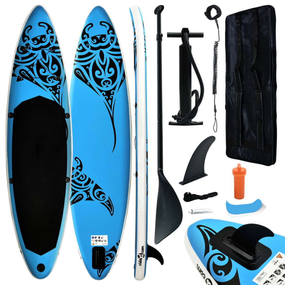 vidaXL Inflatable Stand Up Paddleboard Set 366x76x15 cm Blue