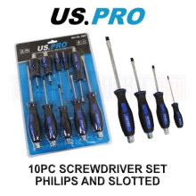 US PRO Tools 10 Piece Screwdriver Set Phillips &amp; Slotted 4598