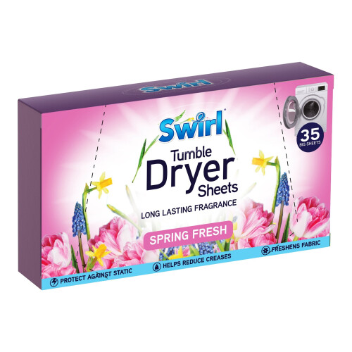 35 Swirl Tumble Dryer Sheets Spring Fabric Laundry Aid Anti Static 1