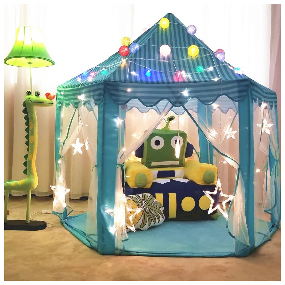 (BLUE PLAY TENT) Fairy Princess Girls Boys Hexagon Playhouse UK