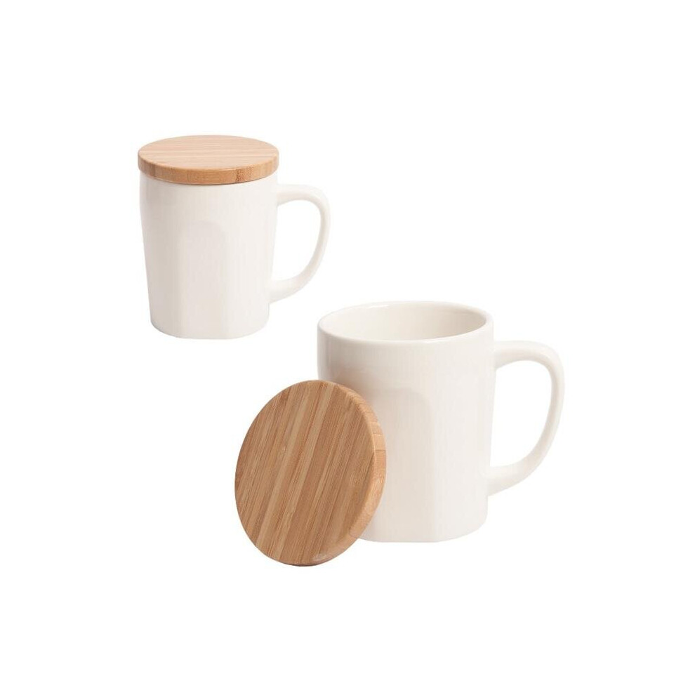 Bamboo Chic Mug with Bamboo Lid - White / Brown-image-OPC-PB757B6-NEW