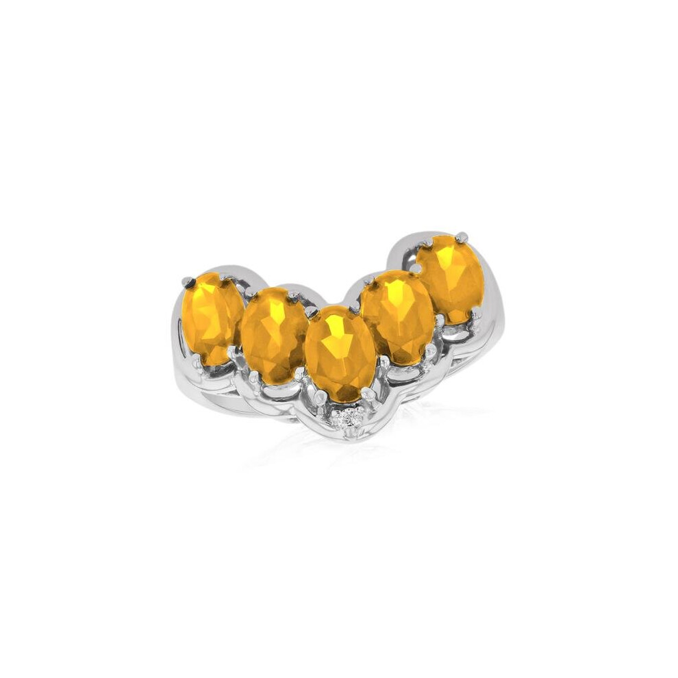 Photos - Ring 0.01 CTW Diamond & Citrine Fashion , 14K Yellow Gold - Size 4.5