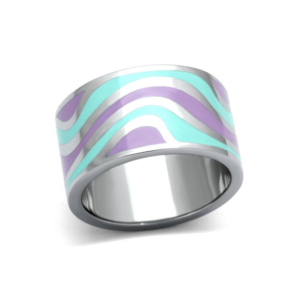 Photos - Ring High Polished No Plating Stainless Steel  with Epoxy, Multi Color - Size 6