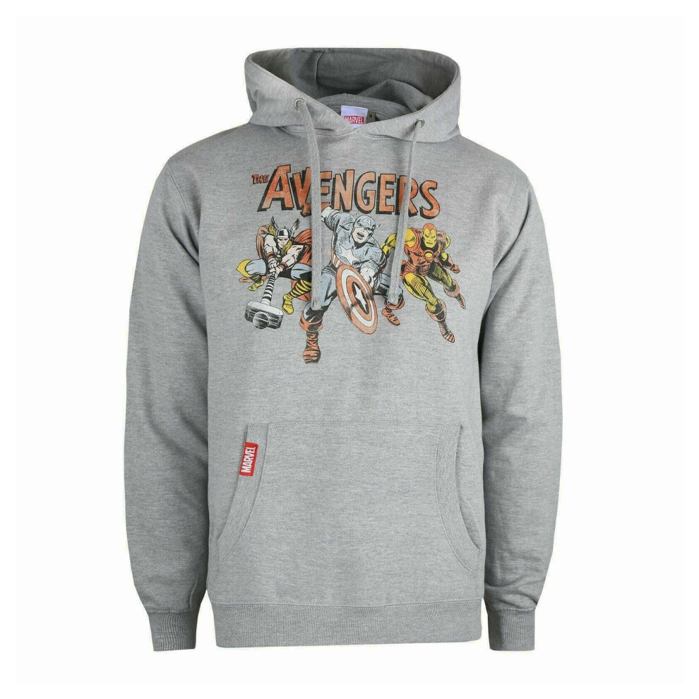 (M, Grey) Avengers Mens Vintage Hoodie