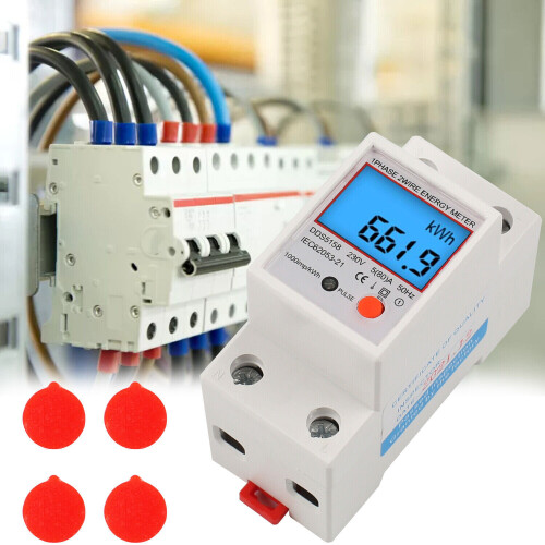 Electric Energy Meter Digital Single Phase 2 Wire KWh Meter DIN-Rail