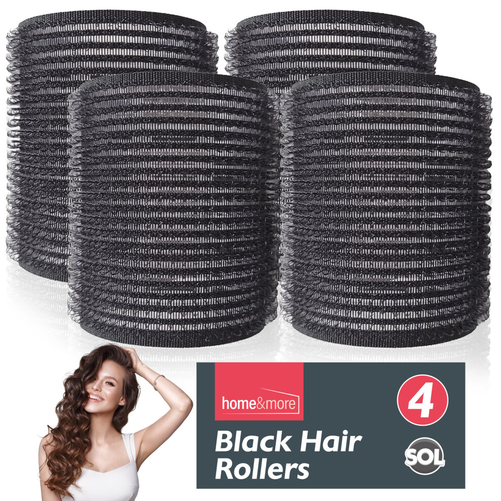 4pk Black Hair Rollers for Hair Volume Self Holding Large Hair Rollers