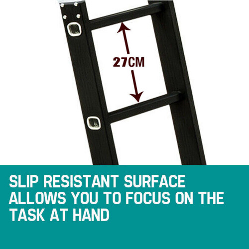 5.7M Ladder Collapsible Aluminum Folding Ladder Multipurpose Black 1
