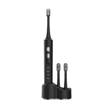 (Black) Adult Electric Toothbrush Smart Ultrasonic Toothbrush With Replacement Heads