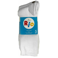 (6-10) Rio 5 Pairs Men Business Work Cushion Crew Above Ankle Socks White Bulk S7266W