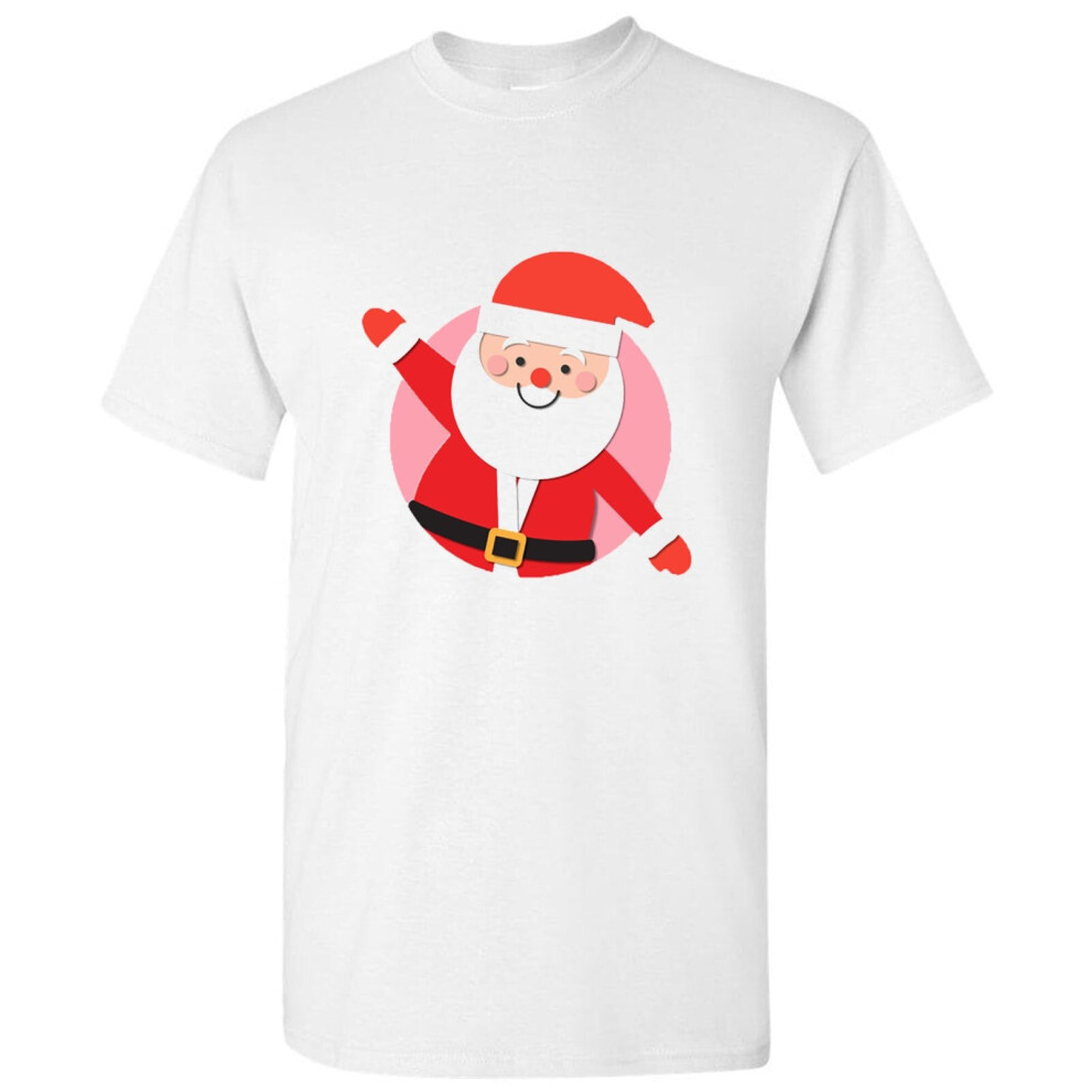 (S) Santa Claus Christmas Festival Cartoon Art White Men T Shirt Tee Top