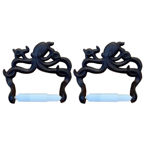 Selections Wall Mounted Octopus Loo Roll Holder in Cast Iron (Set of 2)