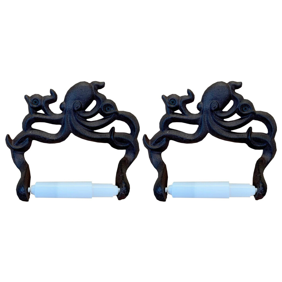 Wall Mounted Octopus Loo Roll Holder in Cast Iron (Set of 2)