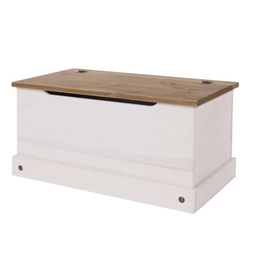 Corona White Ottoman Storage Wood Chest Toy Chest Bedding Pine Blanket Box