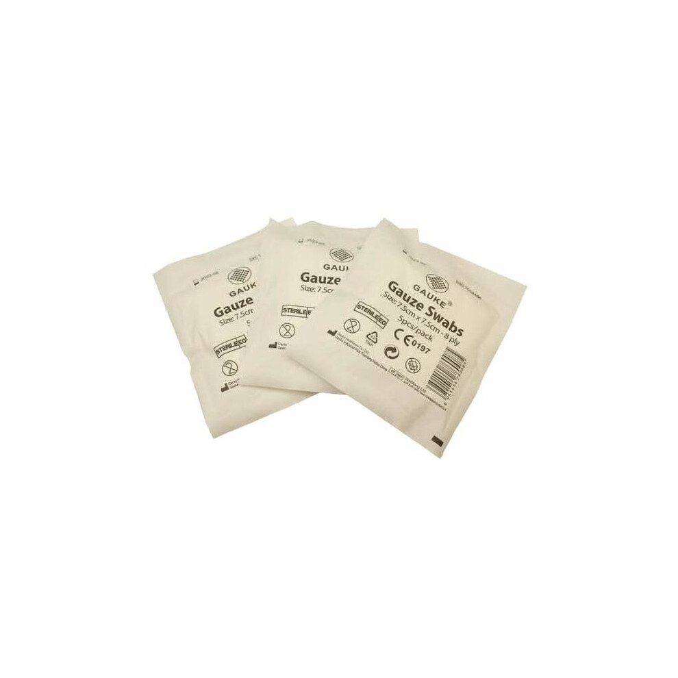 Sterile Gauze Swabs 7.5cm x 7.5cm - 100 swabs / 20pks of 5