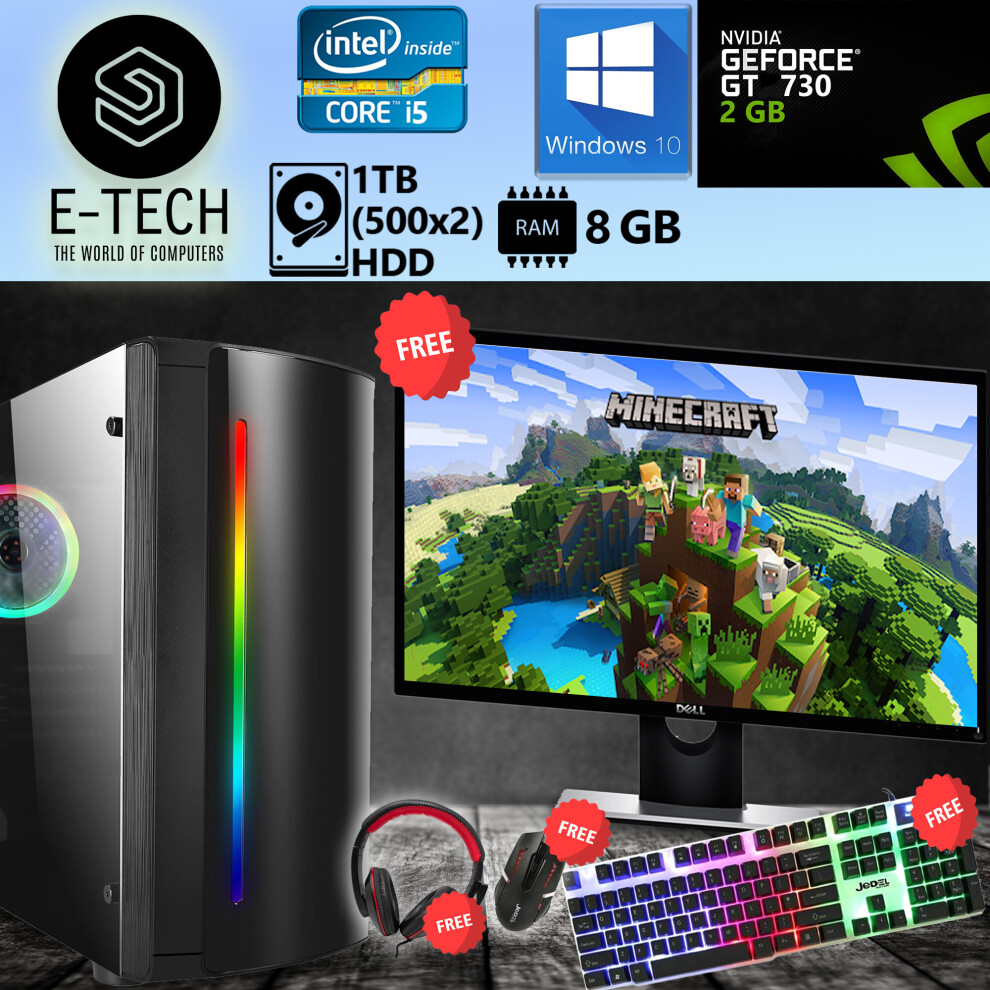 Gaming Pc Computer Bundle Intel Quad Core I5 8Gb 1Tb 2Gb Gt 730 W10 5060936451203