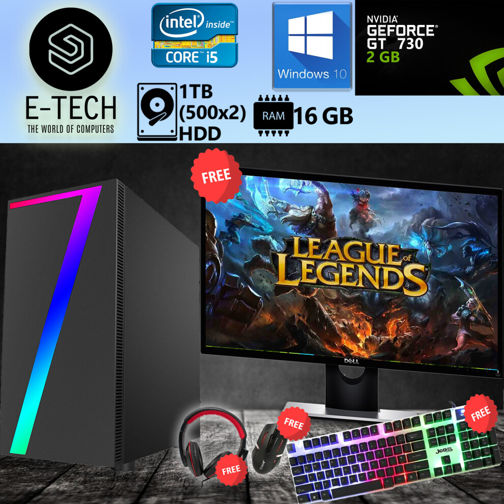 Gaming Pc Computer Bundle Intel Quad Core I5 16Gb 1Tb 2Gb Gt 730 Win10 5060936451197