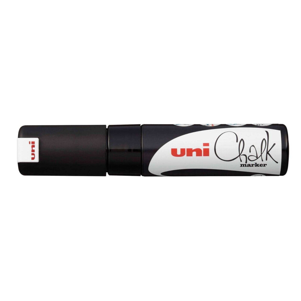 Uni-Ball PWE-8K Liquid Chalk Marker Pen - 8mm Chisel Tip - Black Ink - Single