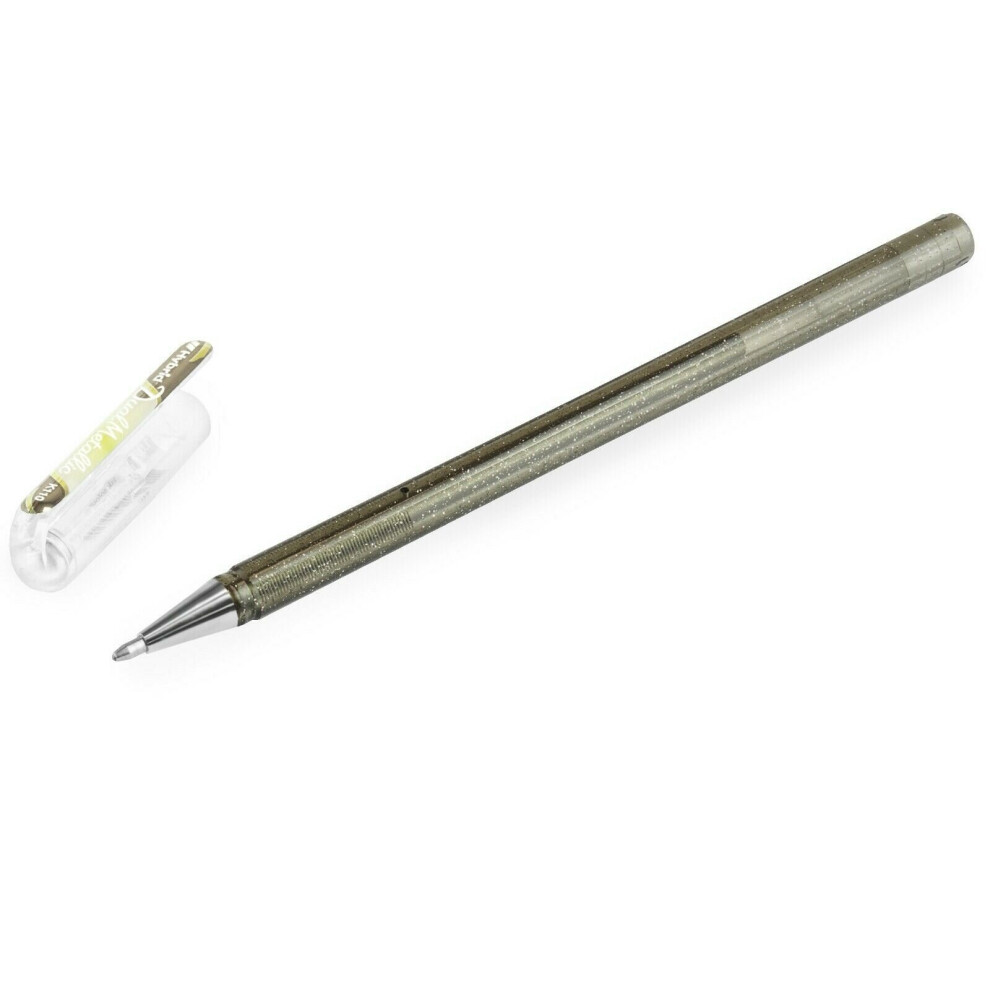 Pentel Hybrid - Dual Metallic - Liquid Gel Rollerball Pen - K110 - Silver/ Metallic Copper and Green - Single