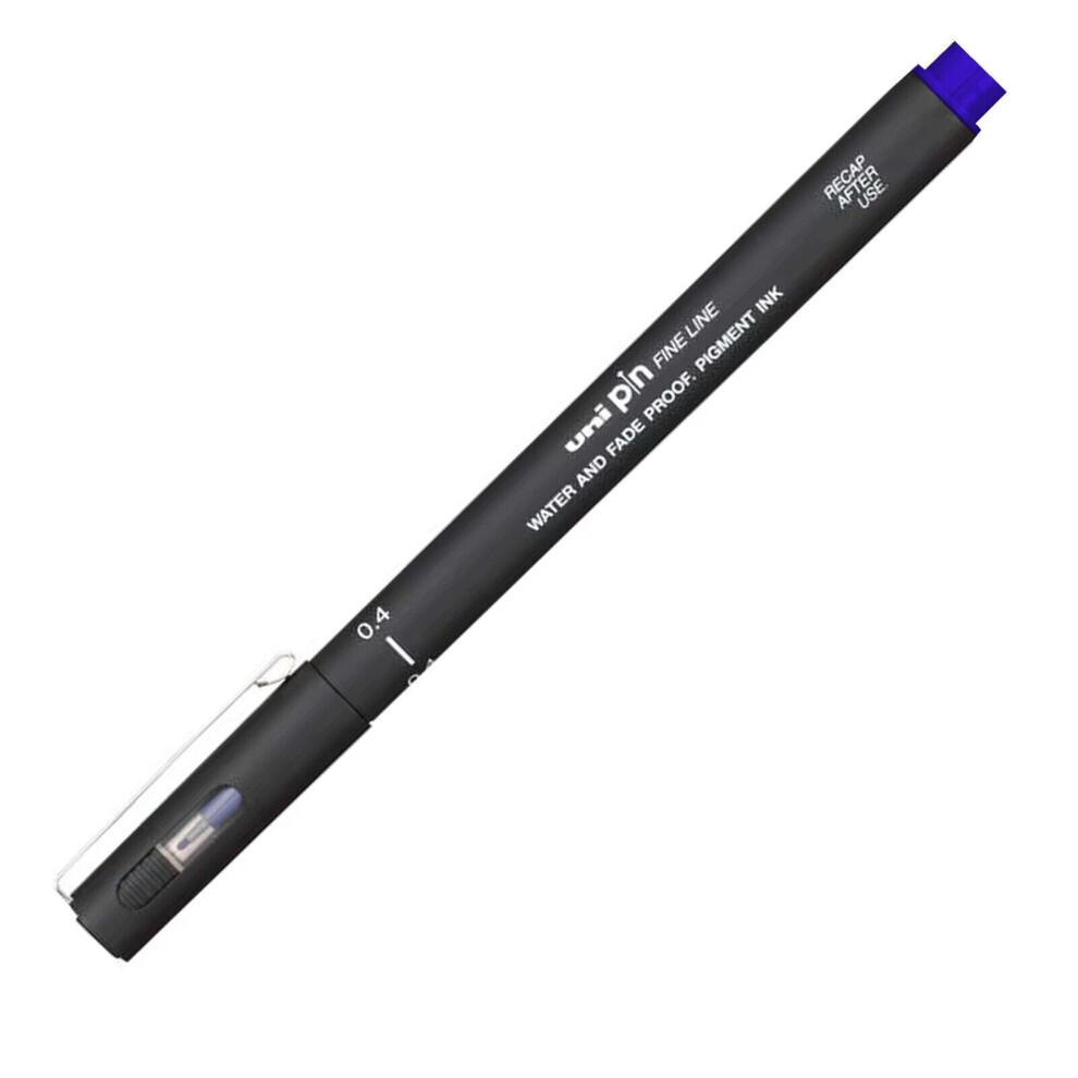 Uni Pin Fineliner Drawing Pen - 0.4mm Nib - Blue Ink - Single