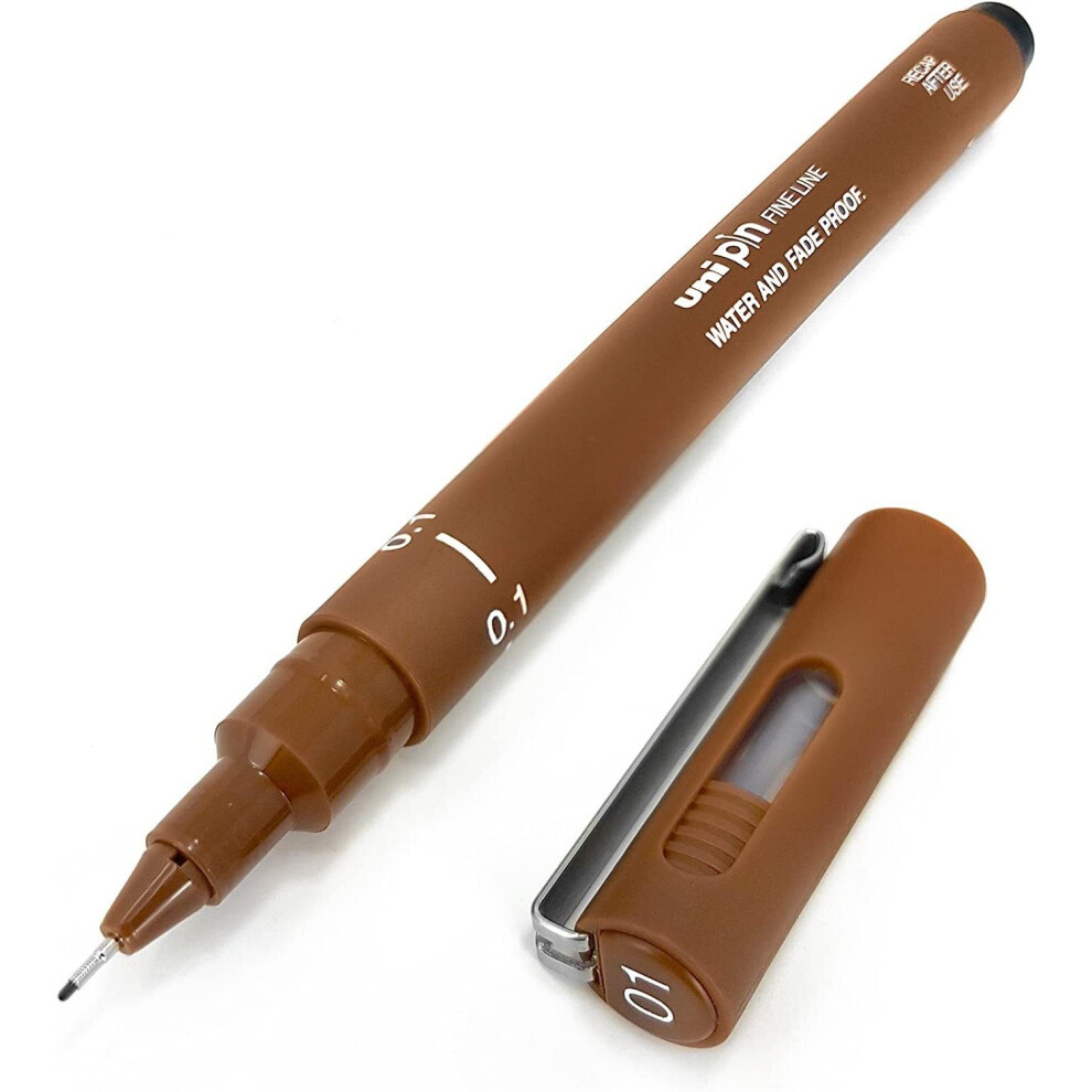 Uni Pin Fineliner Drawing Pen - 0.1mm Nib - Sepia Ink - Single