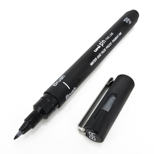 Uni-Ball Uni Pin Fineliner Drawing Pen - Brush Nib - Black Ink - Single