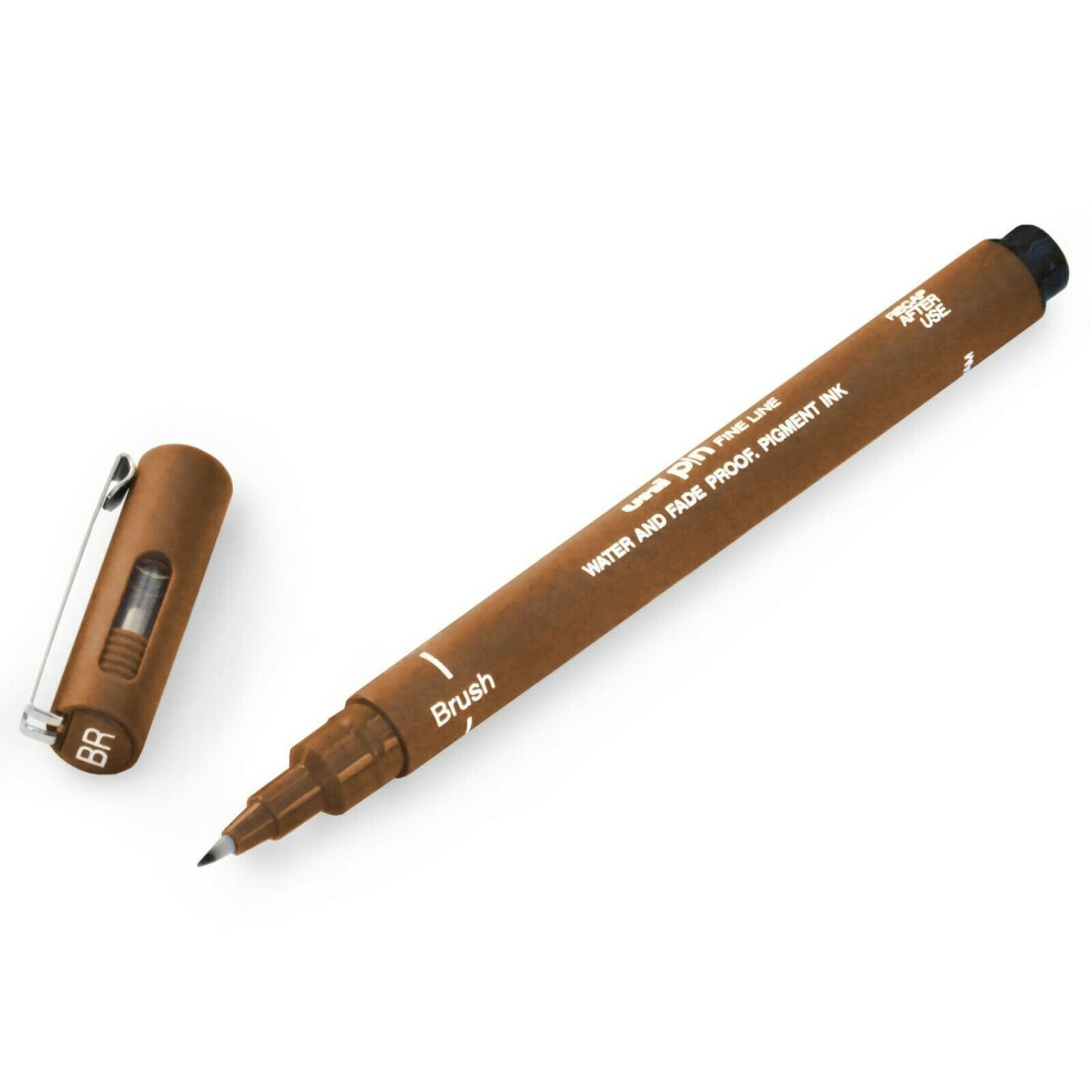 Uni Pin Fineliner Drawing Pen - Brush Nib - Sepia Ink - Single