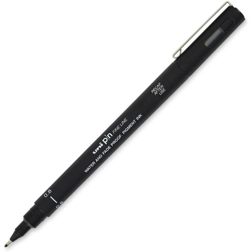 Uni Pin Fineliner Drawing Pen - 0.8mm Nib - Black Ink - Single