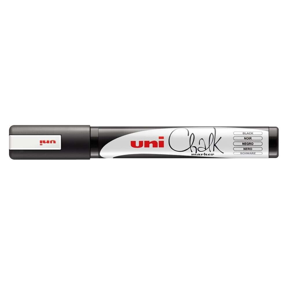 Uni-Ball PWE-5M Liquid Chalk Marker Pen - 1.8-2.5mm Bullet Tip - Black Ink - Single