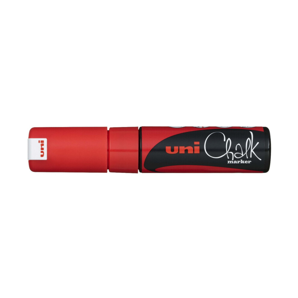 Uni-Ball PWE-8K Liquid Chalk Marker Pen - 8mm Chisel Tip - Red Ink - Single