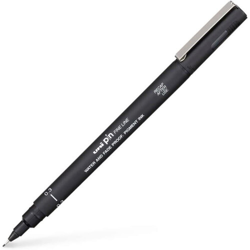 Uni-Ball Uni Pin Fineliner Drawing Pen - 0.3mm Nib - Black Ink - Single