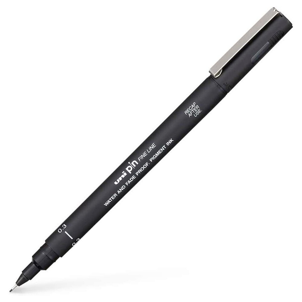 Uni Pin Fineliner Drawing Pen - 0.3mm Nib - Black Ink - Single