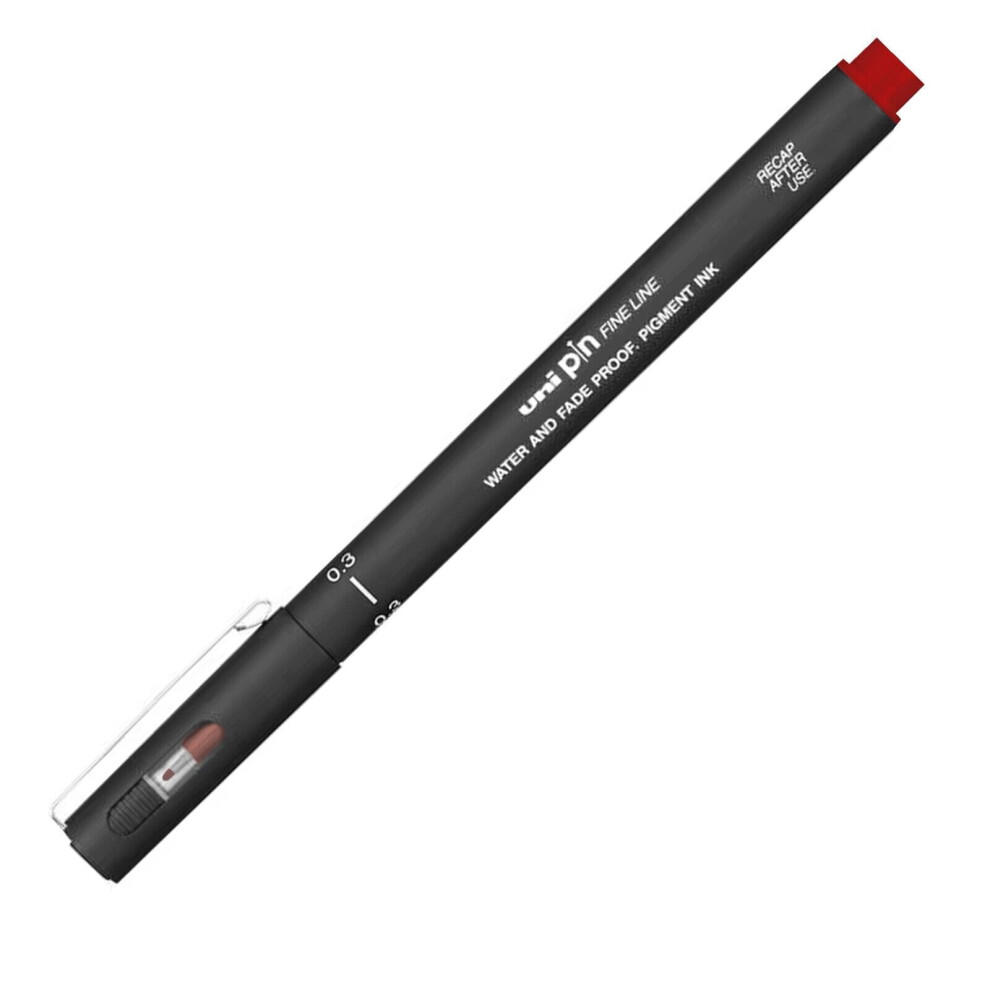 Uni Pin Fineliner Drawing Pen - 0.3mm Nib - Red Ink - Single